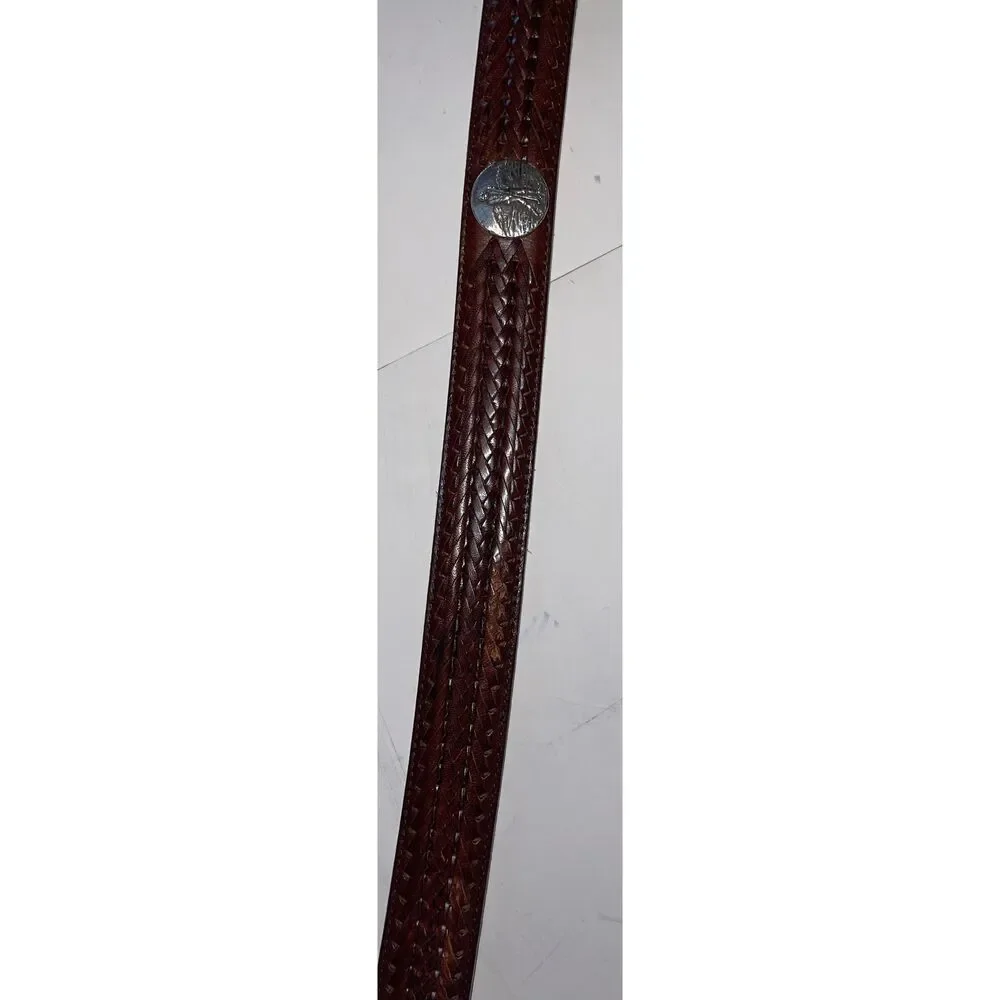 ONYX‎ by Brighton Golf Belt Brown Braided Leather & Silver Accent size 36